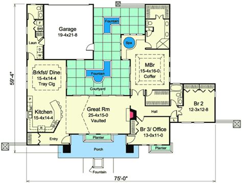 Mediterranean Home Plan With Central Courtyard 57268ha