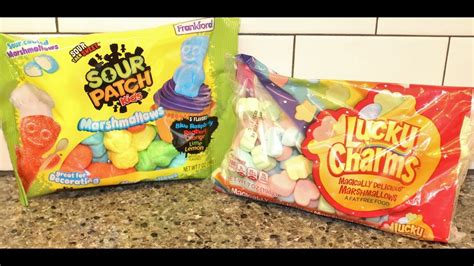Sour Patch Kids Marshmallows And Lucky Charms Marshmallows Review Youtube