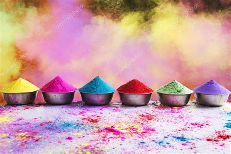 Bows Of Colorful Holi Powder — Stock Photo © Iphemant 51108697