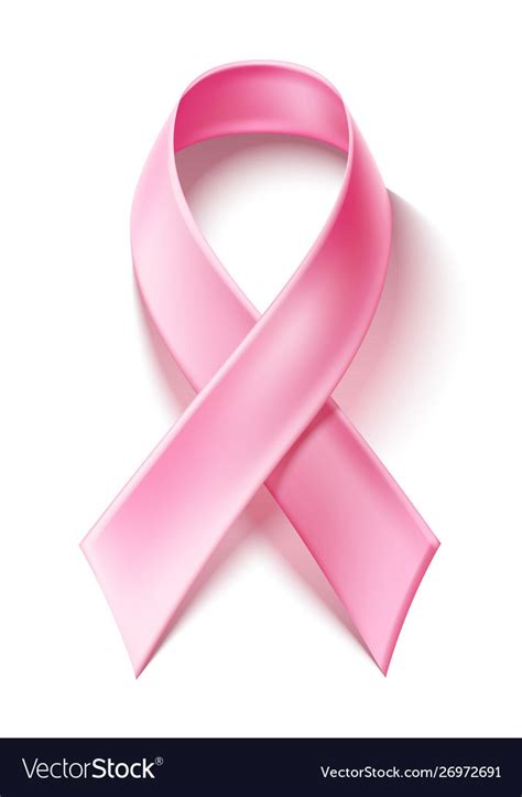 Realistic Pink Ribbon Breast Cancer Emblem Vector Image