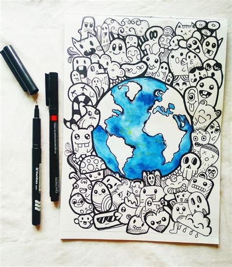 Save Earth Doodle Art