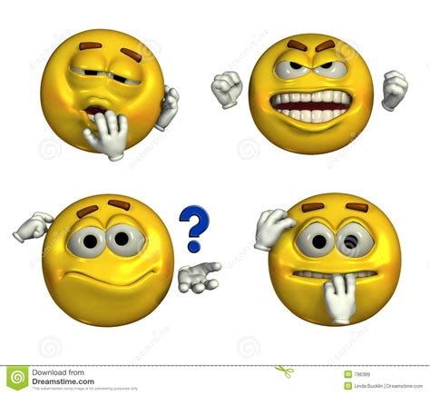 Four Emoticons With Clipping Path Stock Illustration Illustration