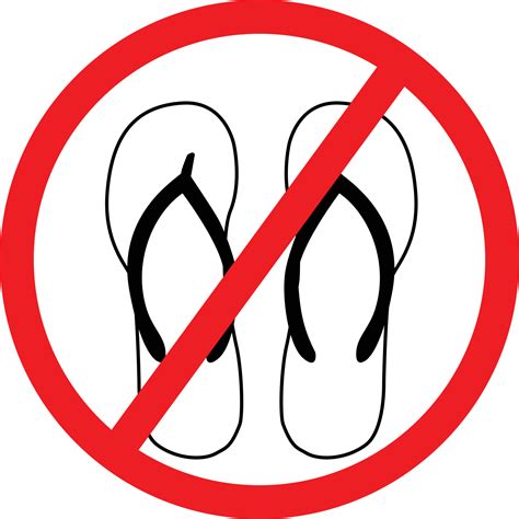 No Sandals Icon On White Background No Flip Flops Symbol Slippers