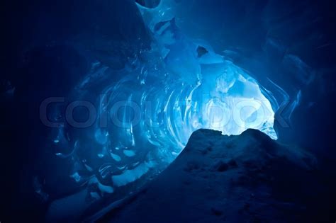 Blue Ice Cave Covered With Snow And Stock Image Colourbox