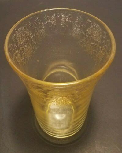 Vintage Hazel Atlas Depression Era Glass Florentine Poppy Yellow