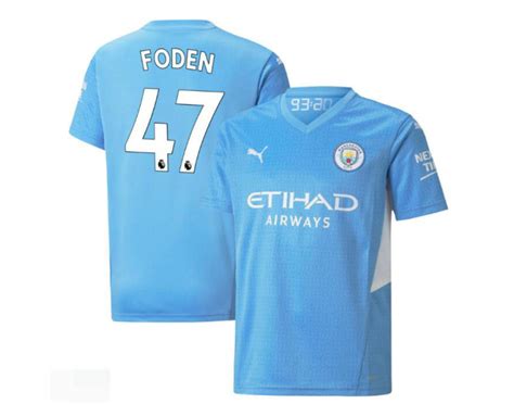 Youth 202122 Manchester City 47 Phil Foden Home Light Blue Replica Jersey