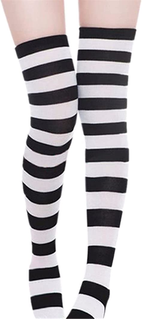 Zanzea Womens Over Knee Thigh High Socks Long Striped