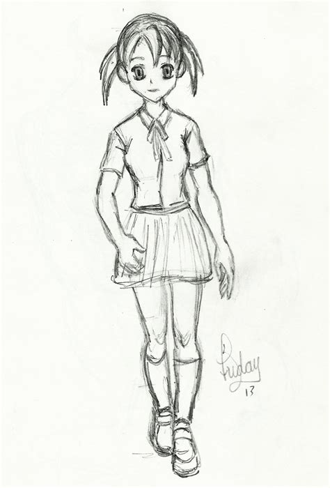 Sketch Manga Girl Walking By Pixel Slinger On Deviantart