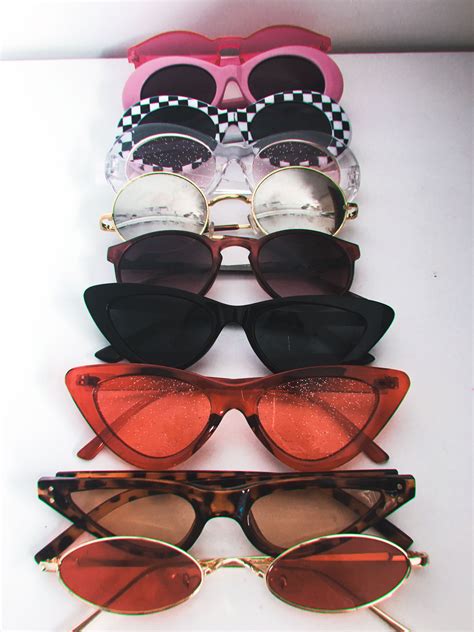 Sun Glasses Collection Set Retro Clout Goggles Sunglasses Vintage Coloured Lenses Aesthetic