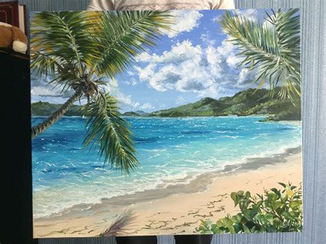 Tropical Beach Art Commission Oil Painting Landscape Original Etsy