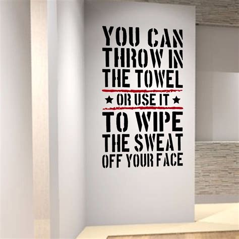 Throw In The Towl Home Gym Motivational Wall Decal Quote Fitness