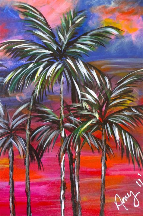 Sunset Palms Painting Canvas Ideas Pinterest