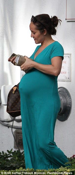 Ashley Hebert Covers Baby Bump In Teal Maxi Dress With Jp Rosenbaum In
