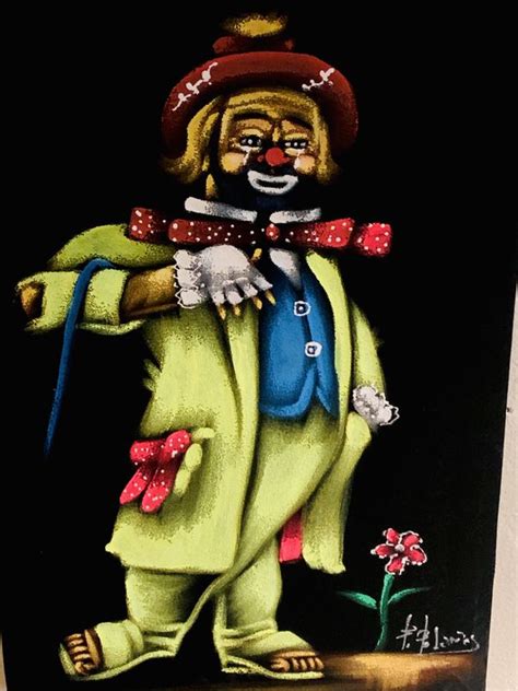 Vintage Mid Century Velvet Painting Of Sad Clown 12 W X 18 L Circa