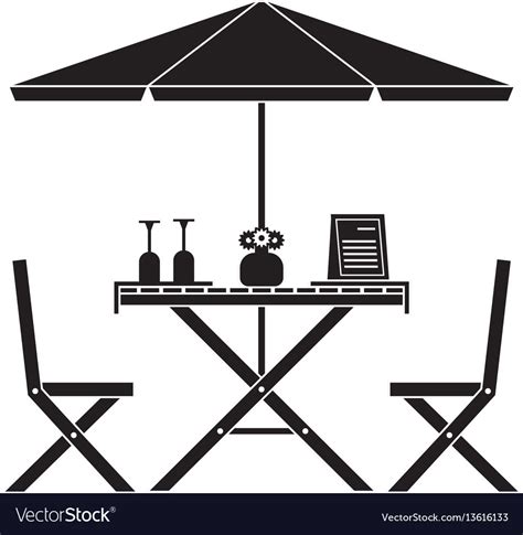Outdoor Table And Chairs In Outline Design Vector Image