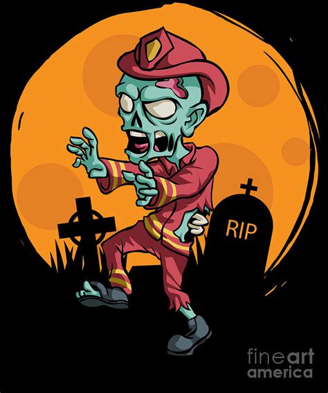 Zombie Firefighter Digital Art By Carlos Ocon Pixels