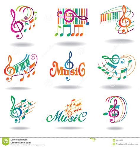 Colorful Music Notes Set Of Music Design Elements Stock