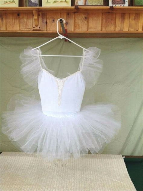 White Adult Ballet Tutu Dance Costume Gem