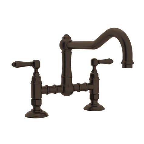 Bridge faucets can get real pricey real quick. Rohl Country Kitchen Tuscan Brass 2-Handle Deck Mount ...