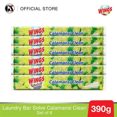 Wings Solve Calamansi Clean Laundry Bar Detergent 370g Set Of 6