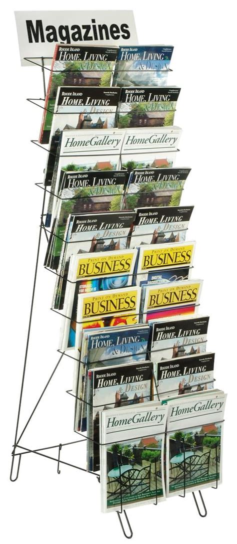 Floor Standing Wire Literature Rack With 20 Tiered Pockets Removable
