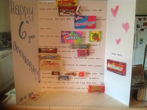 Below is a list of both traditional and modern gift materials, as well as classic flower and gemstone symbols, which mark a couple's 6th wedding anniversary in countries around the world… 6 year wedding anniversary traditional gift candy or ...
