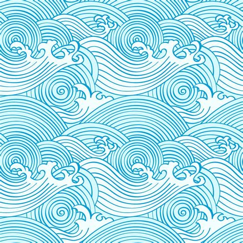 Japanese Seamless Waves Pattern In Ocean Colors Ohpopsi Wallpaper P