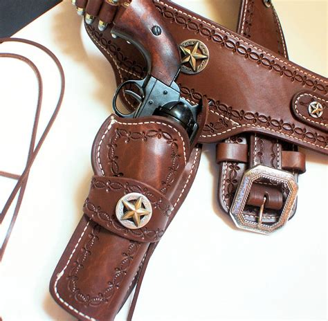 Cal Western Gun Belt And Holster Rh Draw Tan Tooled 43 Off