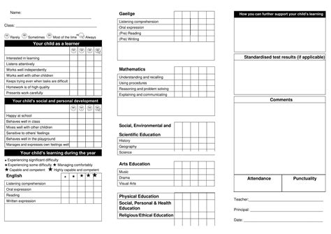 Free Printable Report Card Templates Word Excel Simple And Blank
