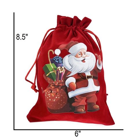 Santa Claus Christmas Drawstring Velour T Bag Charmed Creations Llc