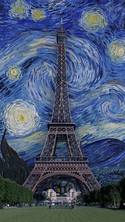 Torre Eiffel Van Gogh Perspective Sterne Nacht