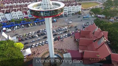 A rotating viewing platform, the taming sari tower (menara taming sari) rises from ground level to around 262 feet (80 meters), delivering sweeping views across historic melaka as it turns. Menara Taming Sari, Melaka Drone Aerial View - YouTube