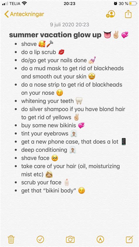 Summer Vacation Glow Up Checklist 💞 Extreme Glow Beauty Routine Checklist Glow Up Tips
