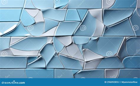 A Broken Tile Wall With White And Blue Tiles Stock Illustration