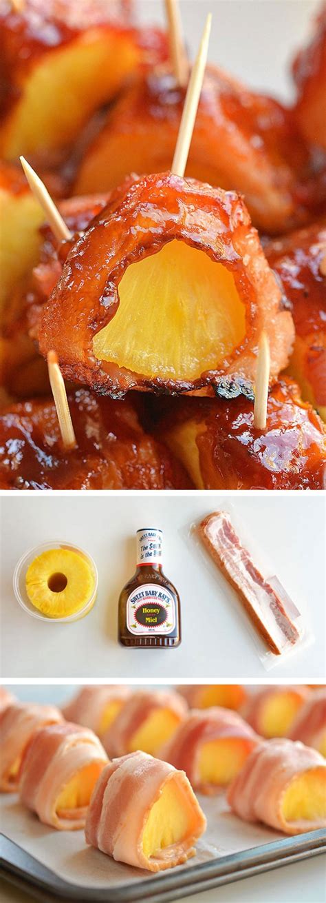 Bacon Wrapped Pineapple Bites Delicious Three Ingredient Appetizer
