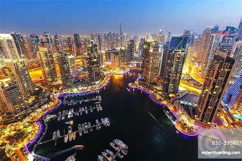 Dubai Marina Harbour Skyline Architecture Stock Photo