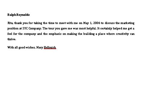 Sample Thank You Note After Interview