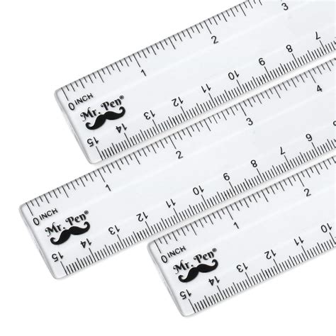 Mr Pen Ruler 6 Inch Ruler Pack Of 3 Clear Ruler Plastic Ruler