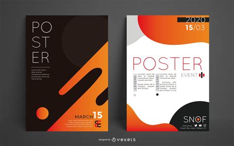 Abstract Editable Poster Design Set Vector Download