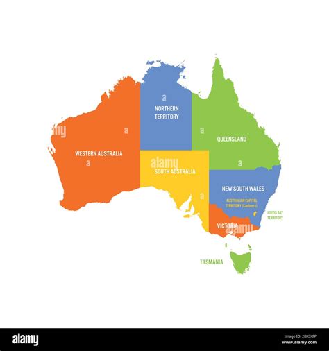 Simplified Map Of Australia Divided Into States And Territories