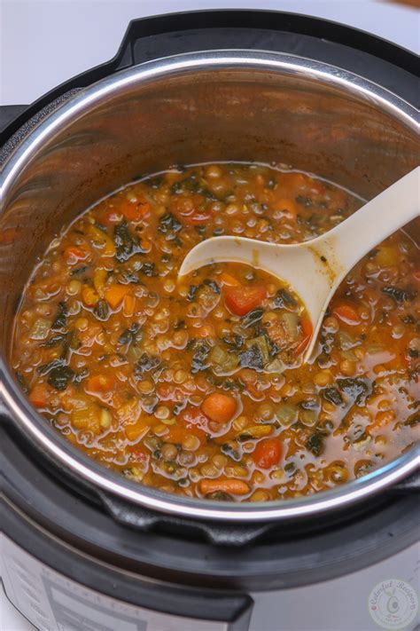 Instant Pot Lentil Spinach Hearty Soup Colorful Recipes