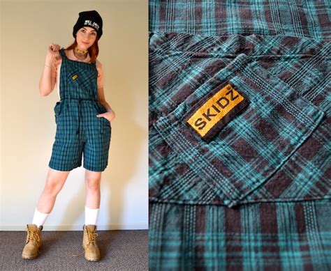 Vintage 90s Skidz Plaid Overalls By Publicaxess On Etsy
