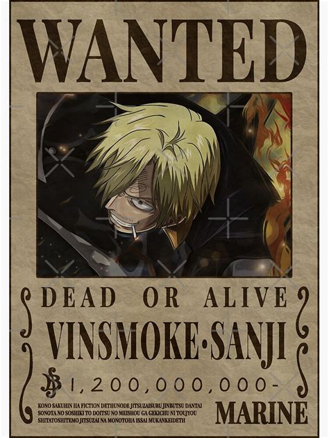 Vinsmoke Sanji One Piece Wanted Poster Art Print For Sale By