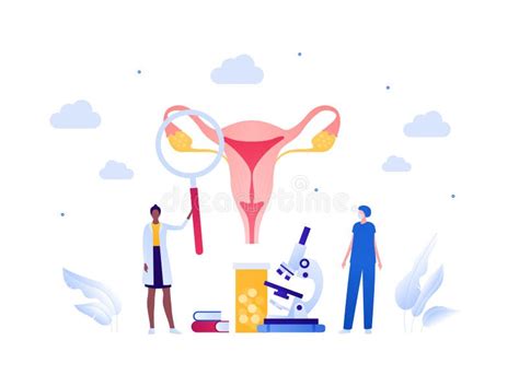 Gynecology And Female Reproductive System Research Concept Vector Flat