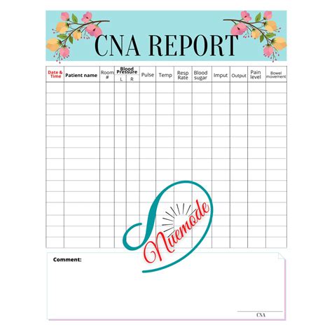 CNA Care Report Sheet Etsy