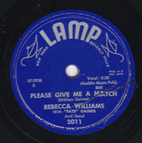 Rebecca Williams With Fats Gaines And Band Please Give Me A Match