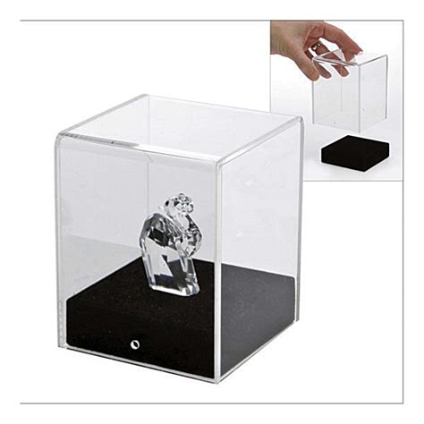 Acrylic Display Cube 80x80 with suede lined wooden base