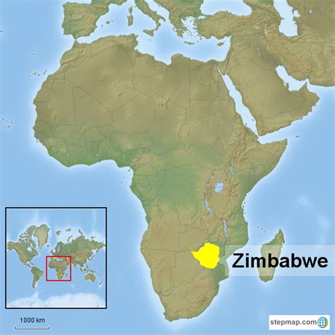 Check spelling or type a new query. StepMap - Map showing location of Zimbabwe - Landkarte für ...