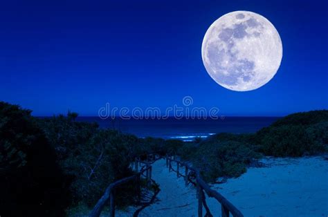 Path Through The Beach At Night Stock Image Image Of Space Wave