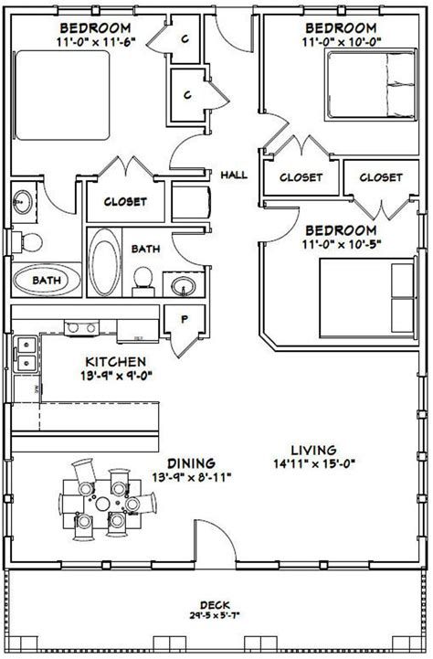 30x40 House 3 Bedroom 2 Bath 1200 Sq Ft Pdf Floor